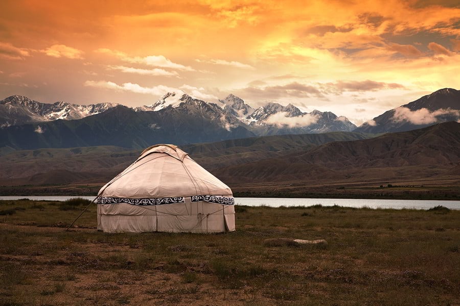 Yurts for accommodation hunting in Mongolia