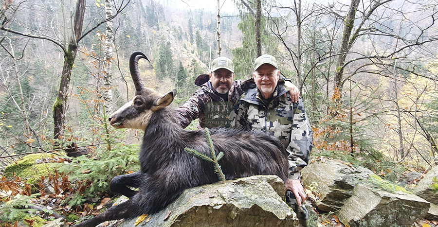 Hunter with his chamois hunting trophy in Romania
