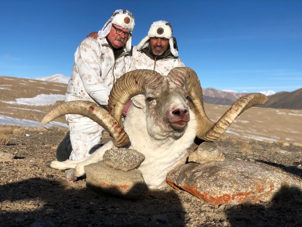 Hunter hunting Marco Polo in Tajikistan