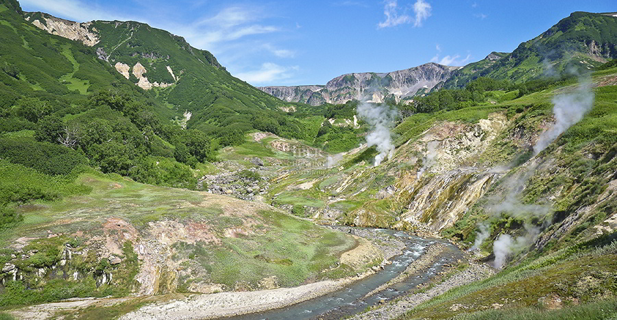 Landscape of the hunting area for brown bear and moose in Kamchatka
