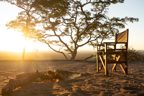 Landscape of the sunset from the camp in Zambia