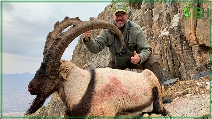 Happy hunter with his bezoar ibex in Turkey