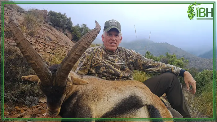 Southeastern ibex hunting trophy and hunter