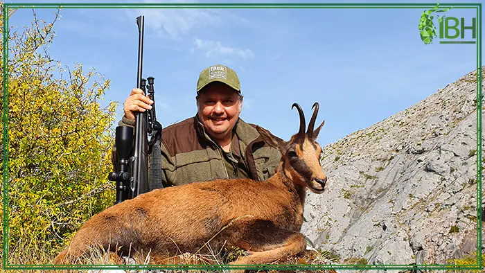 Hunter with a Cantabrian chamois hunting trophy