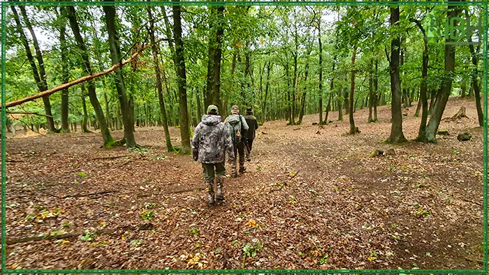 Hunters on their way to hunt mouflon in the Czech Republic