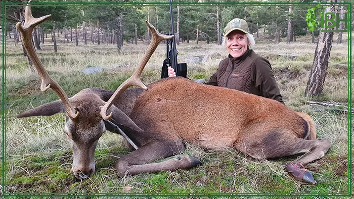 Heide with her Spanish Red stag deer trophy