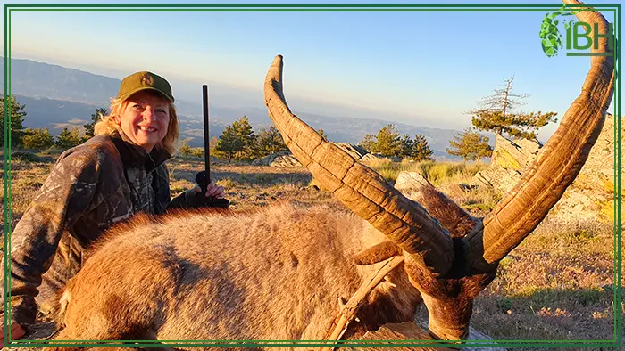Huntress with her Southeastern ibex trophy hunt