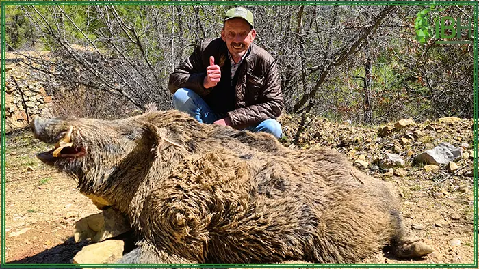 Stefan happy with his wild boar hunting in Turkey