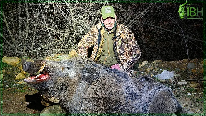 Stefan at night with his wild boar in Turkey