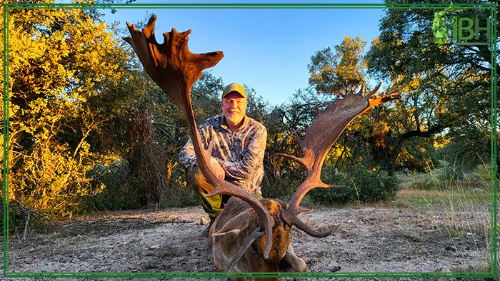 Jimmy and his enormous Spanish Fallow deer hunting trophy