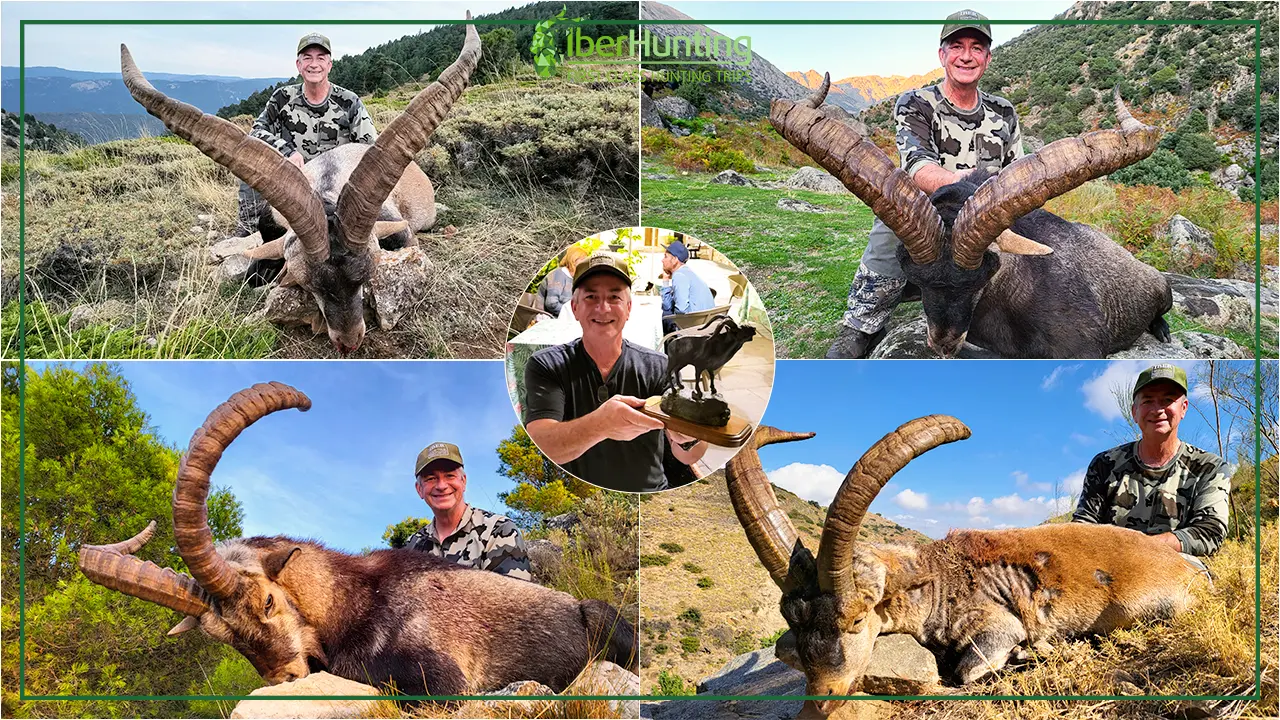Hunter with his four species of Spanish Ibex for his Grand Slam 