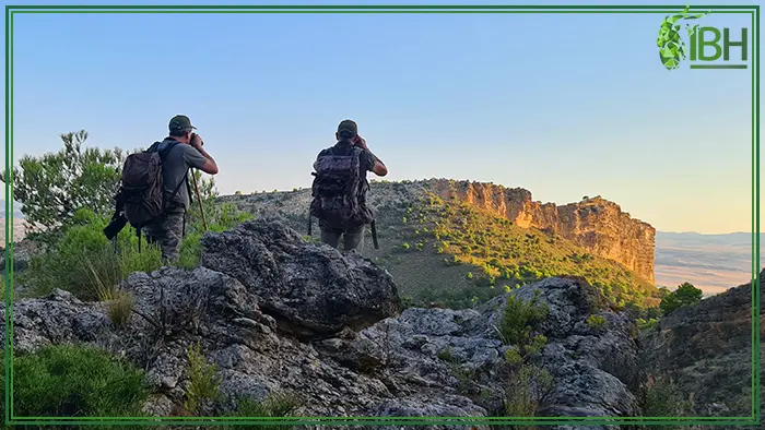Hunters admiring the views from the hunting area for Aoudad sheep hunt