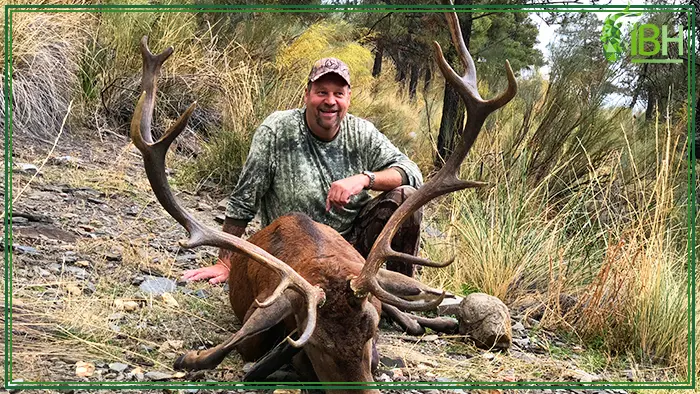 Mads with his red stag deer in spain