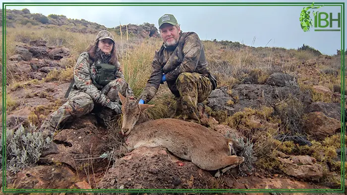 Hunter and his wife with female southeastern ibex hunting in Spain