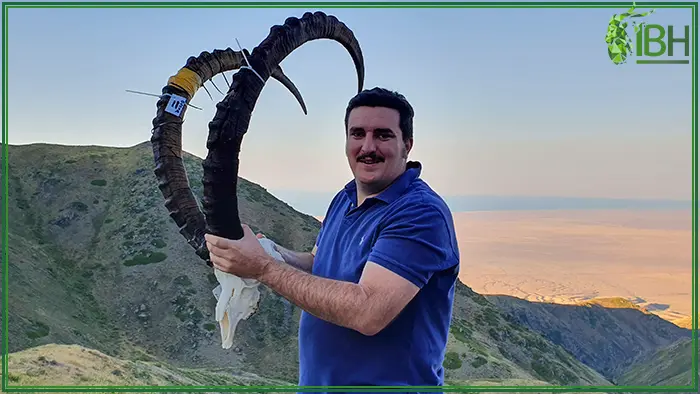 Oscar with his skull of Mid Asian ibex hunting in Kazakhstan