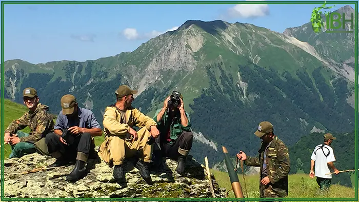 Hunting staff looking for Dagestan tur to hunt in Azerbaijan