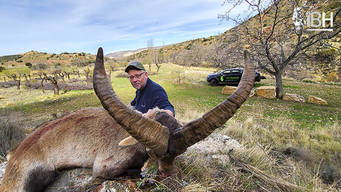Our hunter Jurgen with his incredible Beceite ibex hunting in Spain
