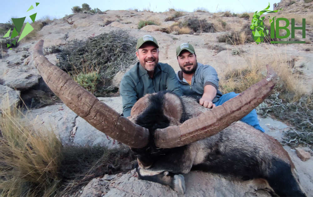 Our hunter Greg with his huge Sierra Nevada ibex