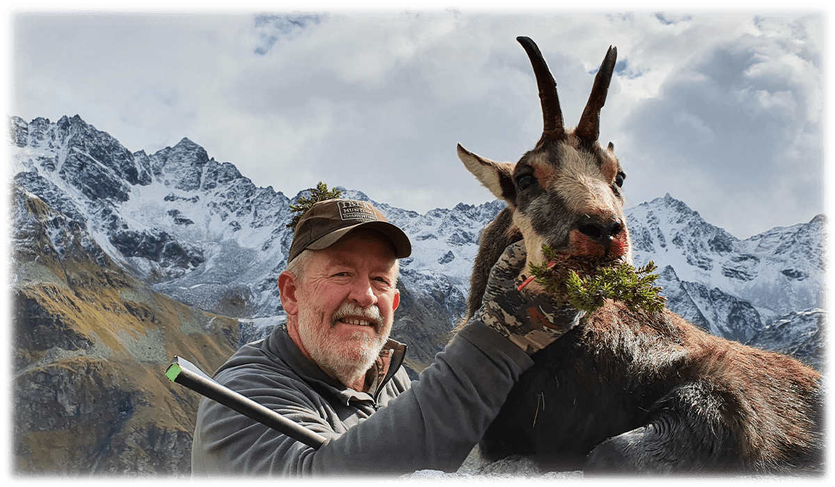 Hunter with his trophy hunting in Europe