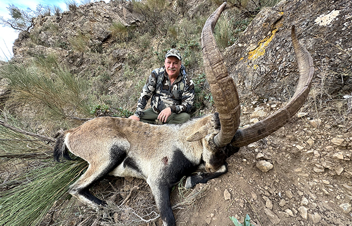 Kirk with his trophy of Southeastern ibex hunt in Spain.