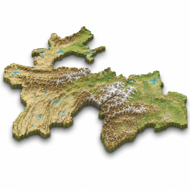 Map of Tajikistan showing Eastern Pamirs, Pamir Mountains and Central Valleys hunting areas