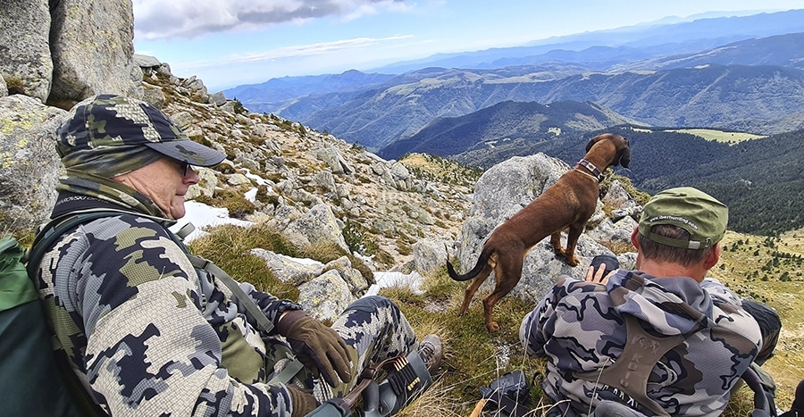 Hunters resting after hunting Pyrenean chamois