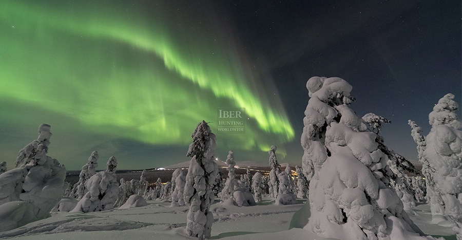 Landscape of Northern lights in Yakutia
